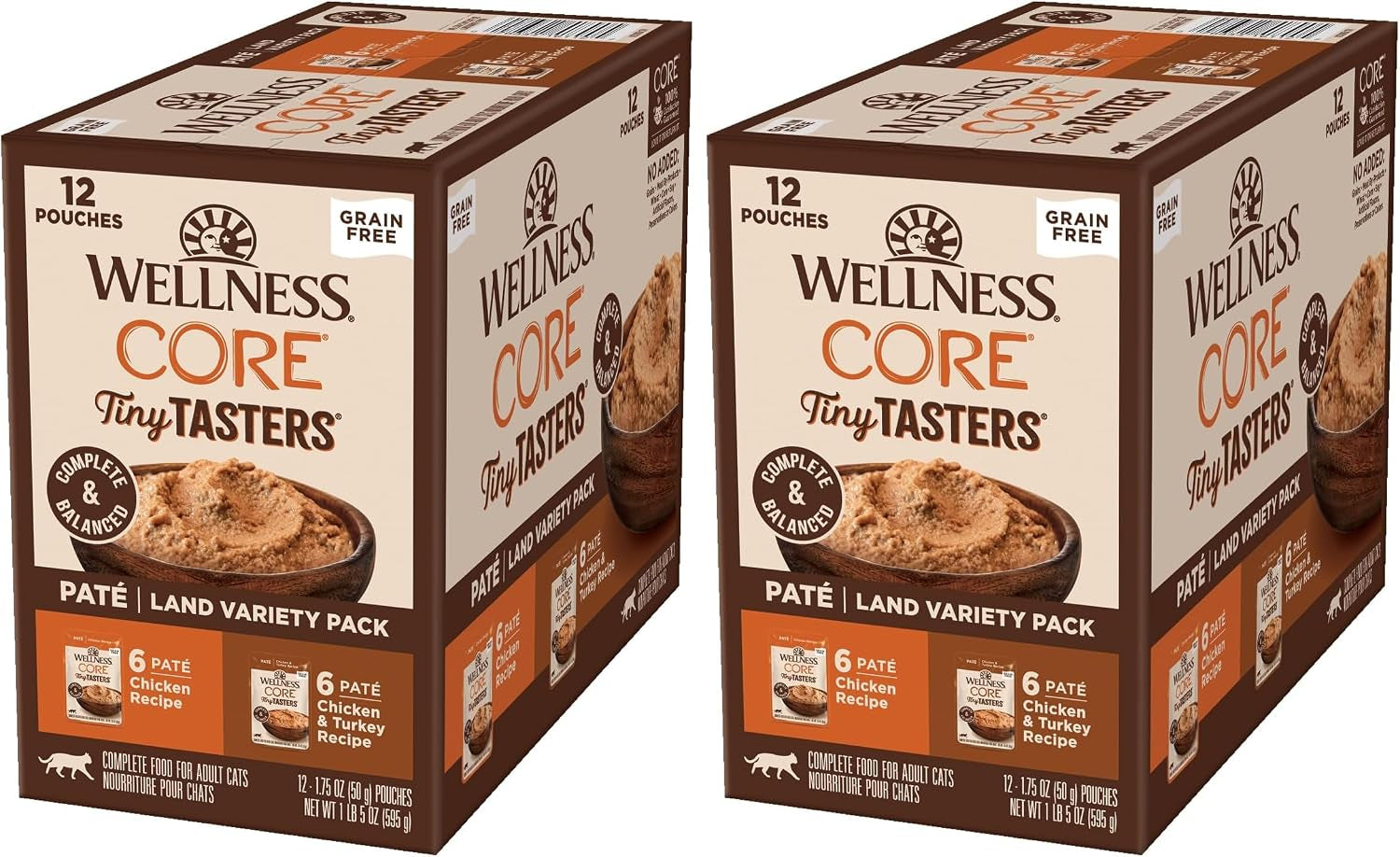 wellness-core-tiny-tasters-pate-variety-pack-adult-wet-cat-food-natural-protein-rich-grain-free-land-recipes-1-75-oz-pack-of-12-pouches