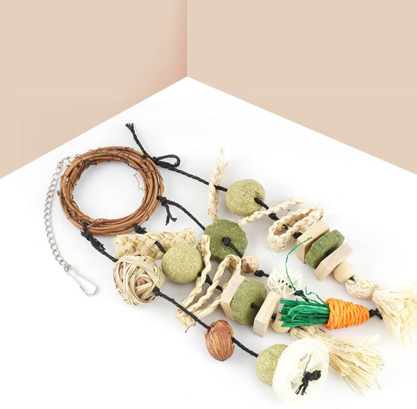 Bissap Bunny Chew Toy, Rabbits Cage Hanging Chew Toys and Treats Grapevine Wreaths Rattan Ring with Snacks for Guinea Pigs Chinchillas Hamsters Rats and Other Small Pets Teeth Grinding5