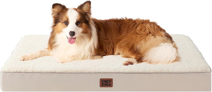 EHEYCIGA Orthopedic Dog Bed Large with Removable Washable Cover,Grey,41X27 | Egg Crate Foam Support,Durable Oxford Fabric,Non-Slip Bottom,Machine Washable,Soft Waterproof Plush Pet Bed Mat for Crate63
