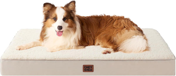 EHEYCIGA Orthopedic Dog Bed Large with Removable Washable Cover,Grey,41X27 | Egg Crate Foam Support,Durable Oxford Fabric,Non-Slip Bottom,Machine Washable,Soft Waterproof Plush Pet Bed Mat for Crate63