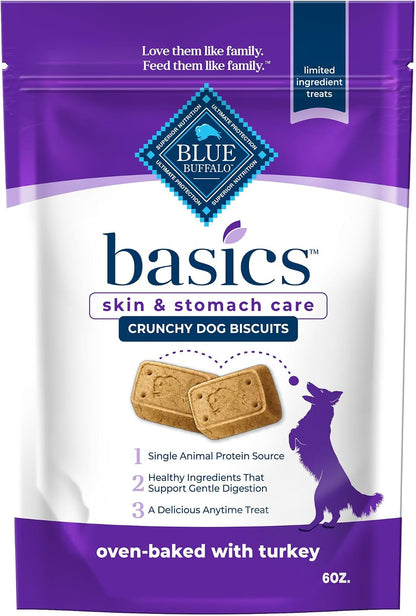 Blue Buffalo Basics Crunchy Dog Biscuits for Skin & Stomach Care, Limited Ingredient Diet Dog Treats, Salmon & Potato Recipe, 6-Oz. Bag16