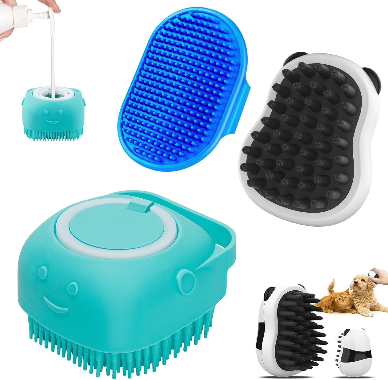 comotech-3-in-1-dog-grooming-brush-adjustable-handle-shampoo-brush-scrubber-for-short-long-haired-dogs-cats-blue-blue-white