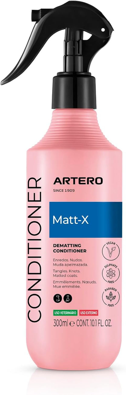 Artero Matt-X Ultra Dematting Spray for Dogs & Cats – Professional Detangler & Conditioner, Fast Tangle Removal, Soft Shiny Coat Finish, 10.1 Fl Oz1