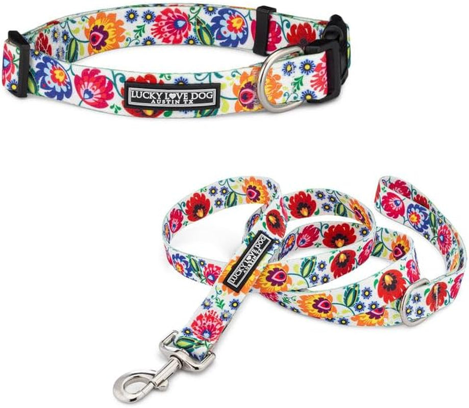 lucky-love-dog-easy-click-buckle-dog-collar-with-leash-set-combo-durable-comfortable-for-male-female-dogs-pet-collar-for-medium-dogs-secure-fit-blackbird-combo-medium