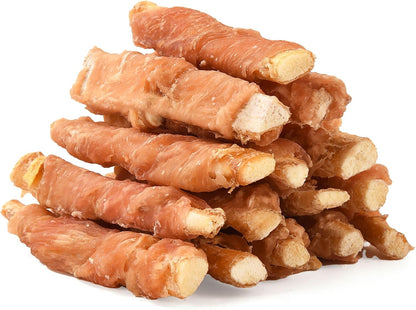 Dog Treats, Chicken Wrapped Beef Cartilage, Rawhide Free Dog Chews | Each 3–4 in Long Rawhide Free & Grain Free Dog Bones for Small Medium Large Dogs1