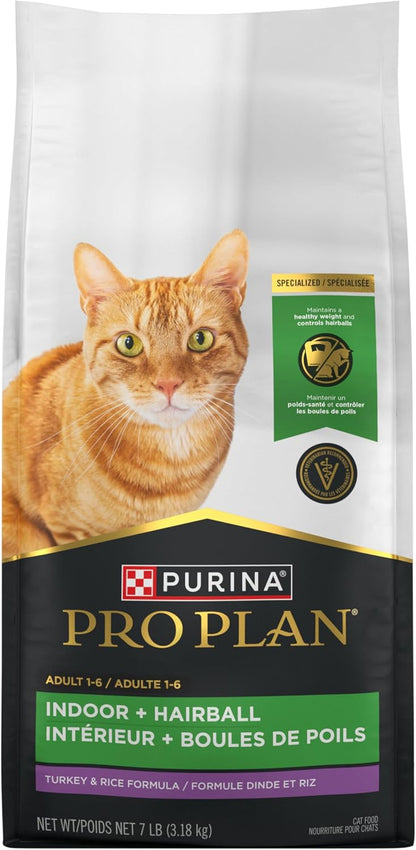 Purina Pro Plan Hairball Management, Indoor Cat Food, Turkey and Rice Formula - 7 Lb. Bag4