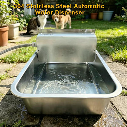 Automatic Dog Water Dispenser,Wide Mouth Design,Water Level Control | 11L Stainless Steel Outdoor Dog Water Bowl,With Float Valve Auto Refill for Dogs, Alpacas & Livestock,With 3/4" Brass Adapter8