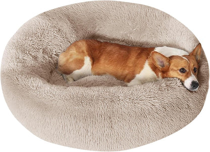 JOLLYVOGUE Small Dog Bed, Calming Soft Anti-Anxiety Donut Cat Bed, Washable round Fluffy Cushion for Small and Medium Pets (20")61