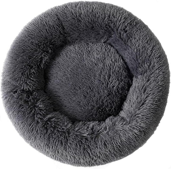 Calming Donut Cat Bed Dog Bed round Plush Pet Bed Fluffy Rabbit Cave Warm Dog Couch Non Slip Bottom for Pets Furniture up to 5KG9