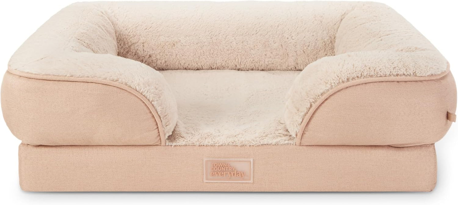 town-country-everyday-cuddletown-comfy-solid-bolster-sofa-pet-bed-supportive-calming-egg-crate-foam-non-slip-bottom-machine-washable-cover-grey-medium-28x23x8