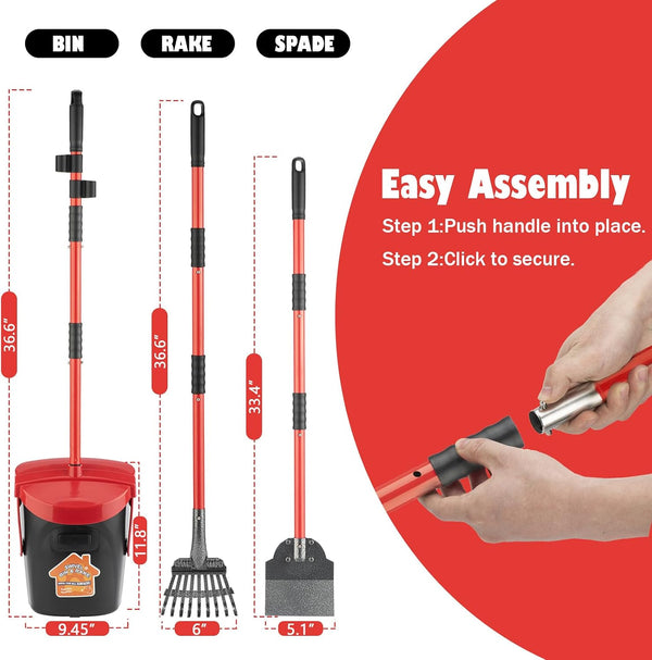 HUZSV Dog Pooper Scooper with Bag Attachment&Swivel Bin | Heavy Duty Metal Rake and Spade Set,Non-Breakable Poop Scoop for Large & Small Dogs ,100 Waste Bags for Grass, Dirt & Gravel7