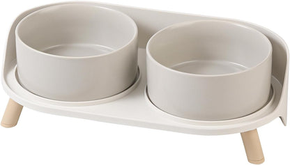 Elevated Ceramic Dog Bowl Set - Double Dog Feeding Bowls with Stand Splash Proof - Raised Dishes for Food and Water - Ideal for Small to Medium Dogs - 2 X 720 Ml - 11.3 Oz - White9