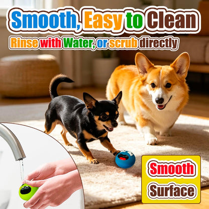 HOLYSTEED Latex Squeaky Dog Toys for Small Dogs, Mini Breed, 2.2" Flat Ball | 2.2"X2.2"X1.3" Soft Squeak Ball Flat , 4-Pack Smile Face Fetch Puppy Toys with Squeaker, Floating Pet Toy for Indoor, Outdoor5