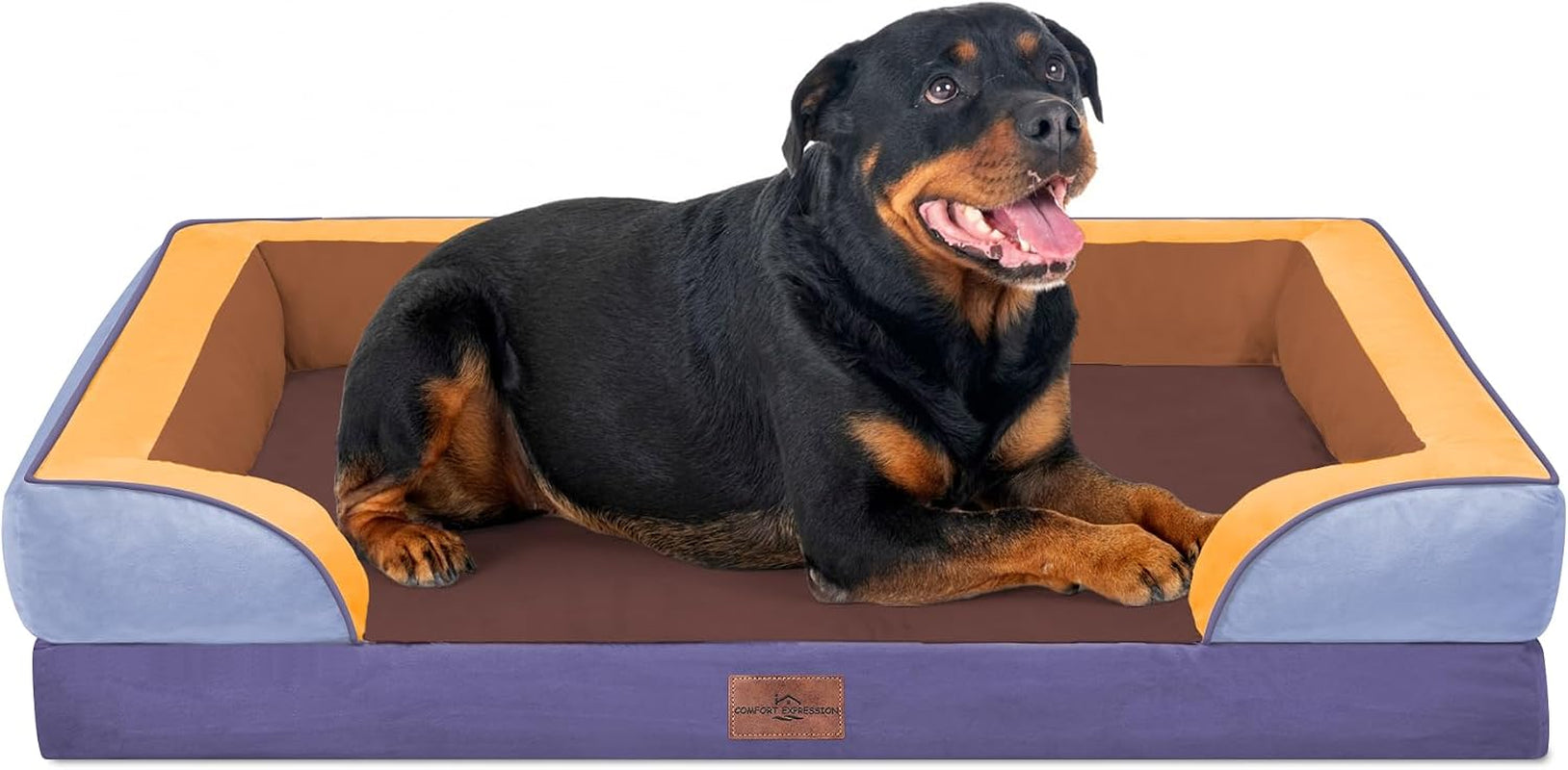 comfort-expression-orthopedic-dog-bed-for-extra-large-dogs-with-bolster-waterproof-dog-couch-bed-with-washable-cover-non-slip-bottom-supportive-egg-crate-foam-xl-pet-bed-42x30-inch