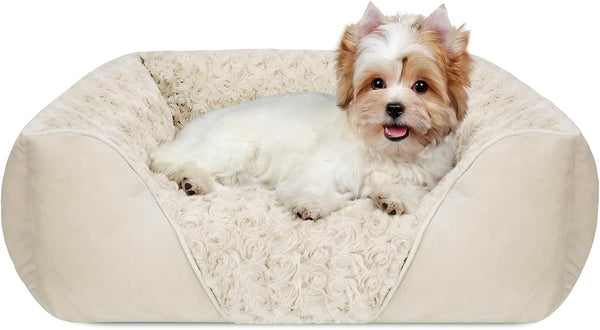 INVENHO Rectangle Washable Orthopedic Dog Bed for Small, Medium and Large Dogs, Soft Calming, Sleeping Puppy Bed Durable Pet Cuddler with Anti-Slip Bottom, S (20"X19"X6")12