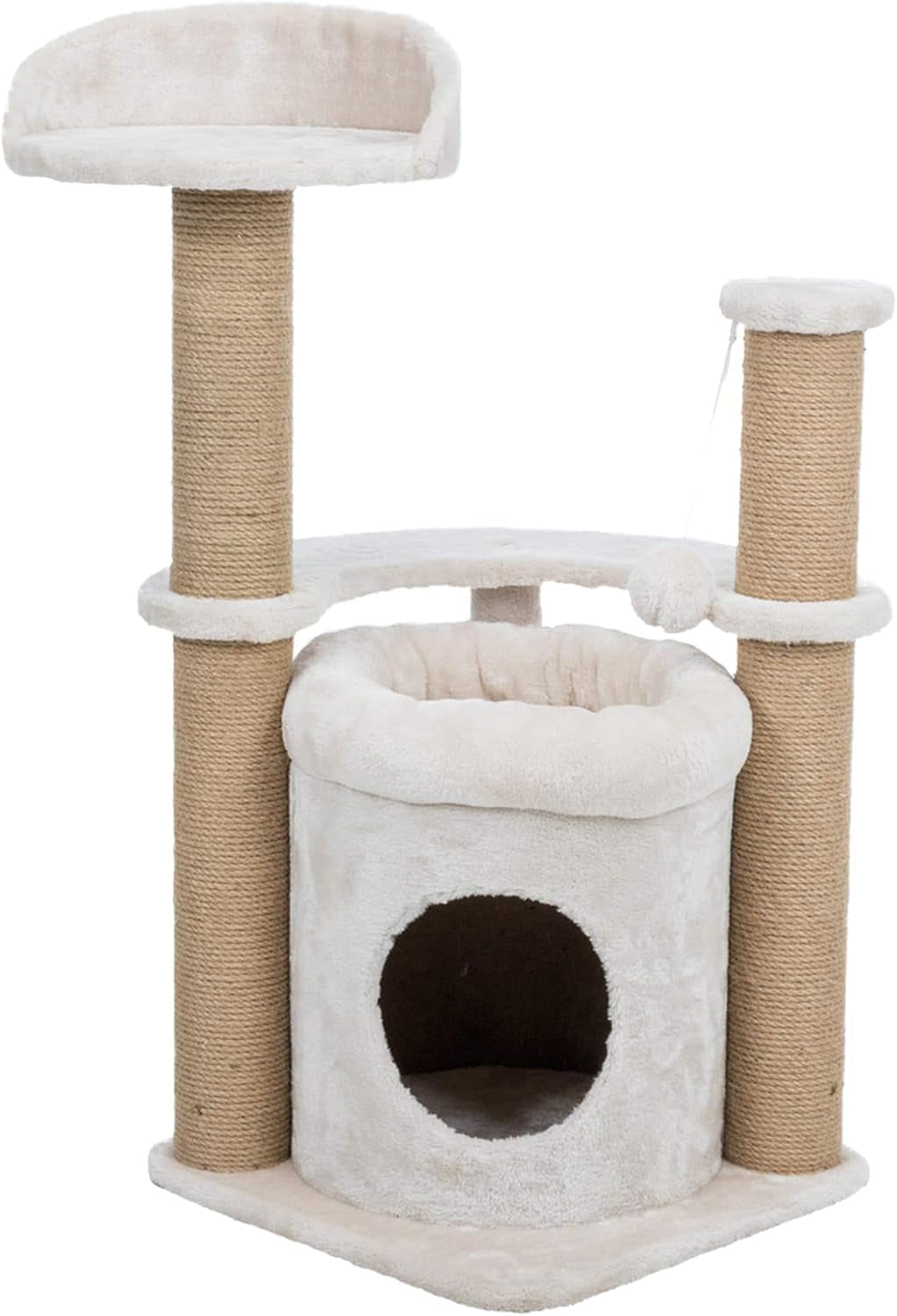 trixie-fonda-cat-scratching-post-39-inch-cat-scratcher-with-soft-fabric-covering-base-and-durable-sisal-rope-for-large-cats-with-condo-base-and-platform-in-gray