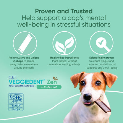 C.E.T. Veggiedent Fr3Sh & Zen Plaque and Tartar Control Chews for Dogs, L | Calming Dog Dental Chews, L-Theanine Dog Calming Chew, Plant Based Chews, VOHC Approved for Plaque & Tartar6