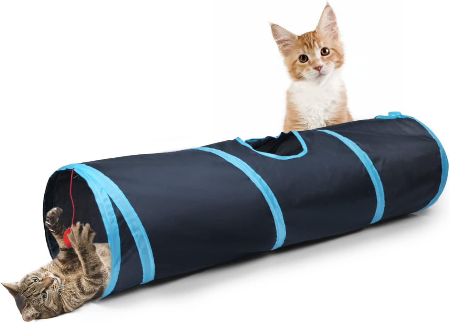 sheldamy-cat-tunnel-s-2-way-cat-tunnels-for-indoor-cats-collapsible-cat-play-tunnel-interactive-toy-maze-cat-house-with-1-play-ball-for-cats-puppy-kitty-kitten-rabbit-blue-black