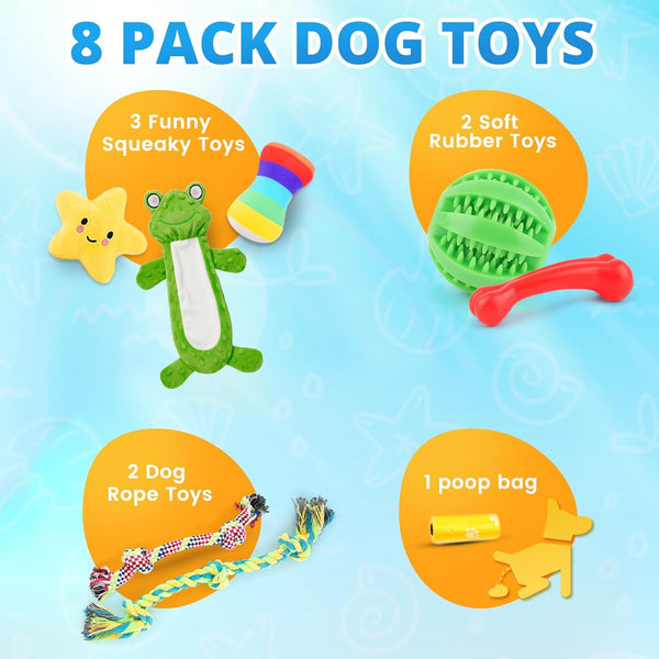 LOYEE 8 Pack Puppy Toys for Small Dogs, Luxury Dog Chew Toys with Squeaky Plush Toys, Rope Toys and Ball, Teething Toys for Puppy Supplies2
