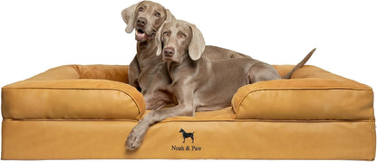 NOAH & PAW Large Dog Bed, 35X25X11 Inch, Orthopedic Dog Beds, Eggshell Memory Foam Infused with Cooling Gel, Inner Cover, Water Resistant, Machine Washable (Faux Leather)37