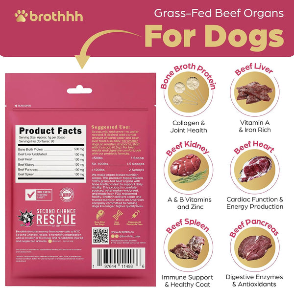 Beef Organ Bone Broth Meal Topper for Dogs - 100% Grass Fed - by Brothhh | Veterinarian Approved, Non-Gmo, No Fillers, Supports Immunity, Joint & Heart Health, Vision & Vitality3