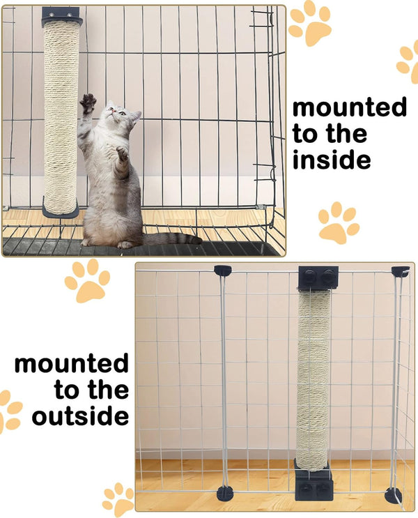 VCEPJH 2 Pcs Cat Scratching Post for Crate Cage Mounted Cat Scratcher Natural Sisal Scratch for Scratching and Climbing Furniture 15X2.7Inches (White)6