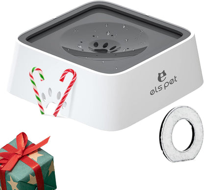 ELS PET Grey 70Oz 2L No Spill Dog Cat Bowl Carbon Filter Water Dispenser | 70Oz 2L, Floating Disk Slow Drink, Activated Carbon Filter, Dual Spill Proof, anti Slip, Dishwasher Safe, Medium Large Dogs1