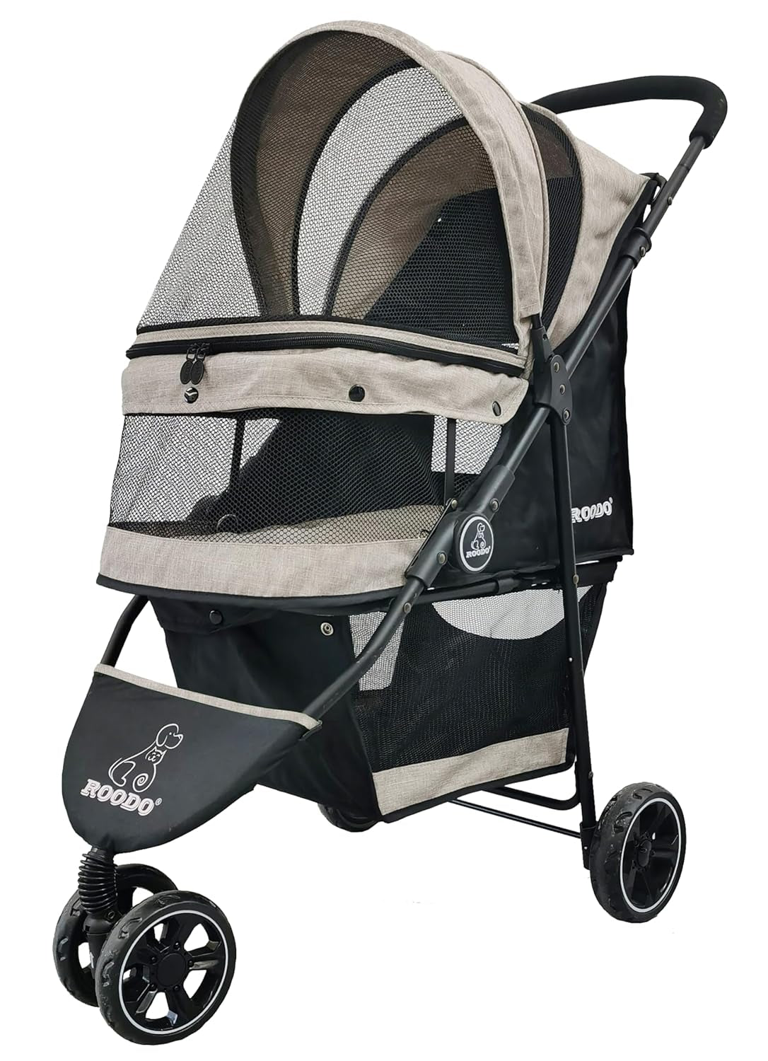 roodo-3-wheel-pet-stroller-best-lightweight-foldable-compact-portable-jogger-all-terrain-travel-pet-gear-puppy-kitty-stroller-for-up-to-30lbs-medium-small-dogs-and-catsgreen