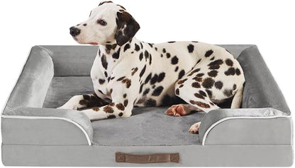 Friends Forever Large Dog Bed Couch, Orthopedic Pet Sofa Memory Foam | Dog Couch with Washable Removable Bed Cover, Non-Slip Bottom, Indoor Calming Chairs Mattress, Chester, Pewter Grey Large17