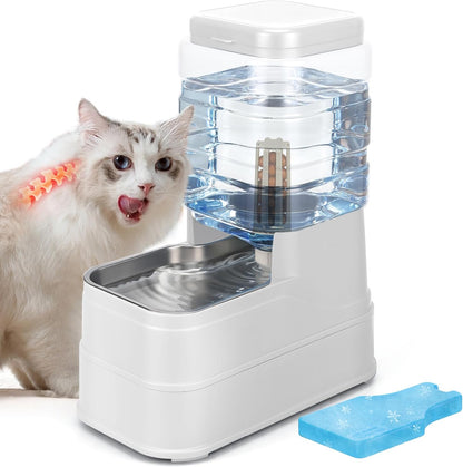2.2 Gallon Pet Automatic Dog Water Dispenser Cat Gravity Waterer Feeder with Stainless Steel Bowl 8L Large Capacity Puppy Feeding Raised Bowls with Filter,Ice Pack12