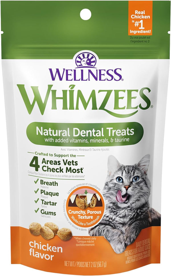 Wellness WHIMZEES Cat Dental Treats, Freshens Breath, Chicken and Salmon Flavor, 4.5 Oz Bag16