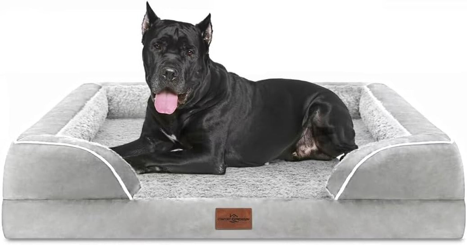 comfort-expression-orthopedic-dog-bed-for-extra-large-dogs-with-bolster-waterproof-dog-couch-bed-with-washable-cover-non-slip-bottom-supportive-egg-crate-foam-xl-pet-bed-42x30-inch