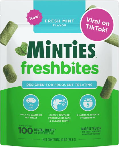 Minties Dog Dental Bone Treats, Tiny/Small Dental Dog Treats, 16 Ounces, Cleans Teeth, Fight Bad Breath, Removes Plaque and Tartar, 40 Count12