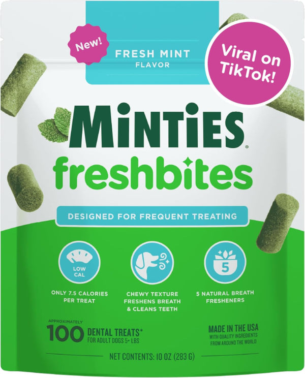 Minties Dog Dental Bone Treats, Tiny/Small Dental Dog Treats, 16 Ounces, Cleans Teeth, Fight Bad Breath, Removes Plaque and Tartar, 40 Count12
