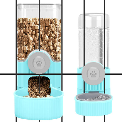 Yummy Sam Hanging Cage Automatic Small Pet Food Bowl Water Bottle Dispenser, Kennel 500ML Waterer and Auto Gravity Pet Feeder Set with Separate Food Bowl Crate Feeder Dish for Puppy Cats Rabbit (Grey)9