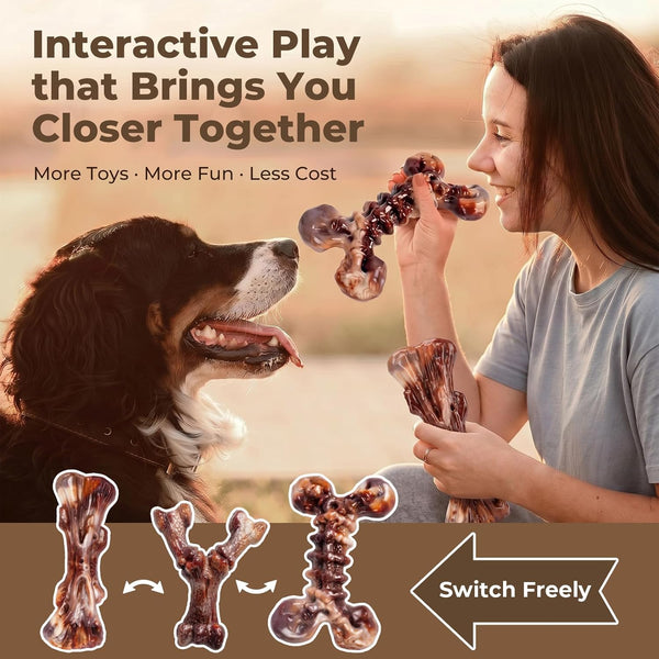 Kseroo 3-Pack Indestructible Dog Chew Toys for Aggressive Chewers, 25-90Lbs | Bacon Flavored Rock-Hard Solid Nylon Dog Bones for Medium & Large Breeds, Keeps Them Busy, Dental Textured, Long Lasting - XL5