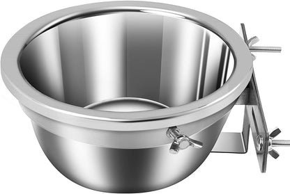 Dog Crate Water Bowl No Spill, Stainless Steel Hanging Large Dog Crate Water Bowls with Metal L-Shaped Feeder for Kennel, S(1100Ml/37Oz)3