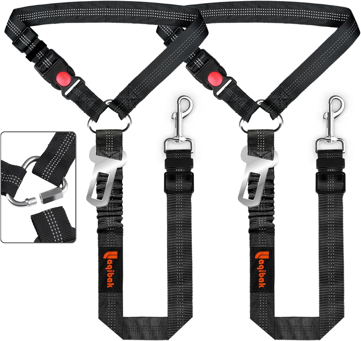 removable-dog-seat-belt-harness-for-car-3-in-1-pet-dog-car-seatbelt-leash-retractable-restraint-secures-to-vehicle-headrest-adjustable-reflective-bungee-dog-seatbelt-tether-blue-and-black-retractable-headrest-mounted-restraint-adjustable-reflective-bungee-dog-seatbelt-tether-blue-and-black