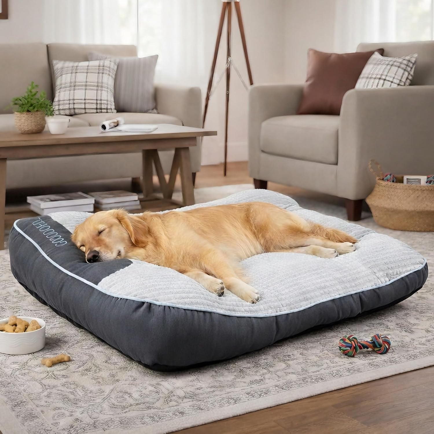 xl-dog-bed-for-large-dogs-up-to-110-lbs-orthopedic-extra-giant-dog-sofa-with-thick-plush-crate-mat-bolster-pillow-fluffy-washable-bed-for-senior-arthritic-dogs-non-slip-bottom-grey-47x37