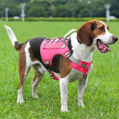 Tactical Dog Harness for Small Medium Large Dogs No Pull Adjustable Harness Training Easy Control Pet Vest,Reflective Working Training (Rose Red M(Neck:17-26,Chest:24-36))3