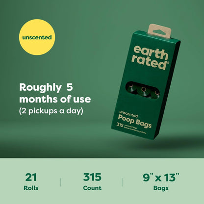 Earth Rated Dog Poop Bags on Refill Rolls, 315 Bags, Unscented | Guaranteed Leak Proof and Extra Thick Waste Bag Refill Rolls7