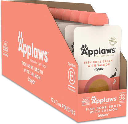 Applaws Fish & Chicken Variety Bone Broth Cat Food Topper 6-Pack 3Oz Pouch | 100% Natural, High Quality Ingredients, High Protein, No Artificial Additives, Limited Ingredients8