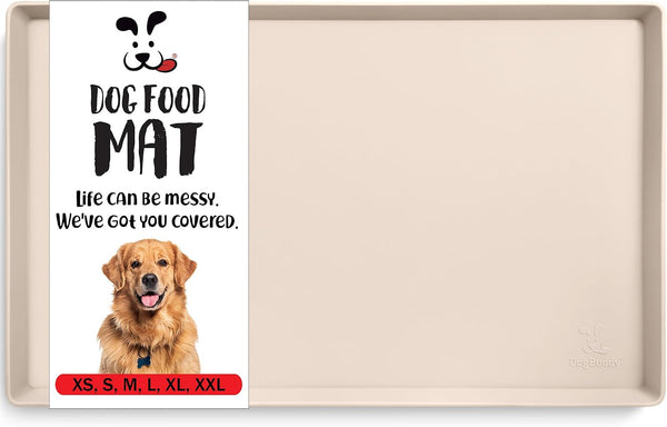 Dogbuddy Dog Food Mat – Waterproof Dog Bowl Mat for Food and Water, Silicone Pet Feeding Mats for Floors, Non-Slip Placemat with High Edges for Dogs Bowls, Puppy Essentials (L: 24" X 16", Shadow)24