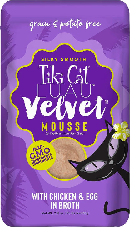 Tiki Cat Velvet Mousse, Protein Blend in Broth Variety Pack, Complete Nutrition for Balanced Diet, Wet Cat Food for All Life Stages, 2.8 Oz. Pouch (Pack of 12)13