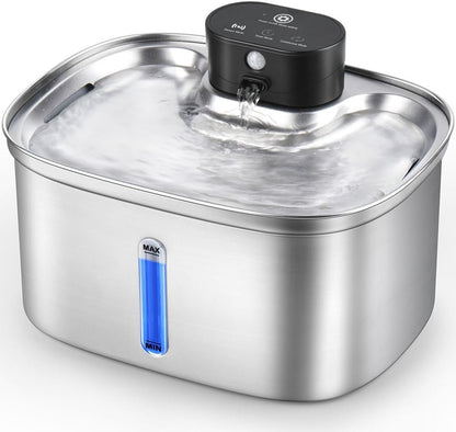 5L/169Oz Automatic Stainless Steel Pet Water Fountain for Cats & Dogs, Cordless Cat Dog Drinking Fountain with 5000Mah Rechargeable Battery, Ultra-Quiet Pump & 3 Smart Modes1