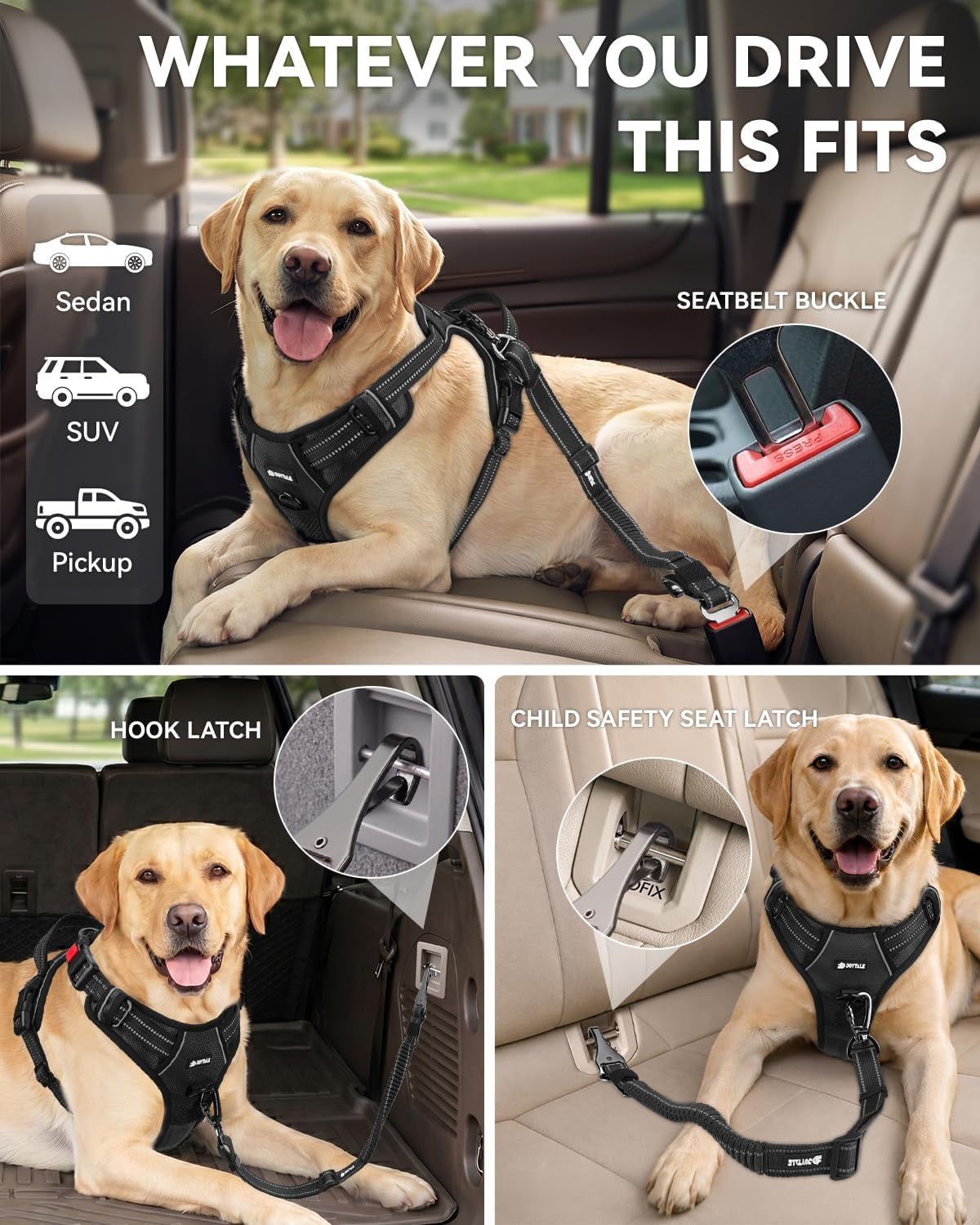 joytale-3-in-1-bungee-dog-seat-belt-for-car-medium-and-large-dogs-black-seatbelt-buckle-latch-cargo-hook-shock-absorbing-360-swivel-slide-to-lock-zinc-buckle-for-distraction-free-driving