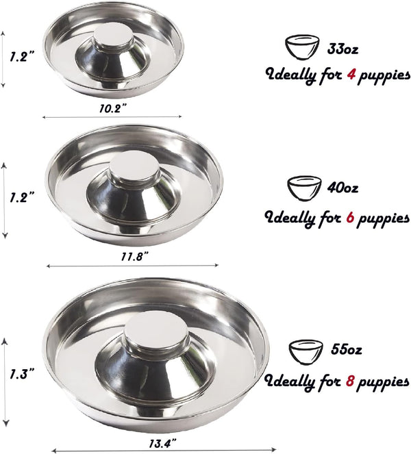 Puppy Dog Bowl, Stainless Steel Multiple Puppies Feeder, Dogs Basic Food and Water Bowls Weaning Dish for Small, Medium and Large Dogs Pets3