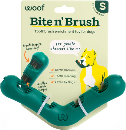 WOOF Bite N' Brush Dog Dental Chew Toy for Small Dogs 10-25 Lbs | Dog Toothbrush Toy, V-Shaped Design, Reusable, Easy to Clean, Dental Dog Toy1