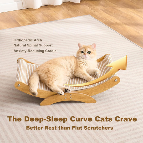 Large Cat Scratcher Bed, Wood Cat Couch & Sisal Scratching Board, Sturdy Cat Hammock & Scratch Pad Lounge for Indoor Cats, Multi-Cat Furniture for Deep Sleep2