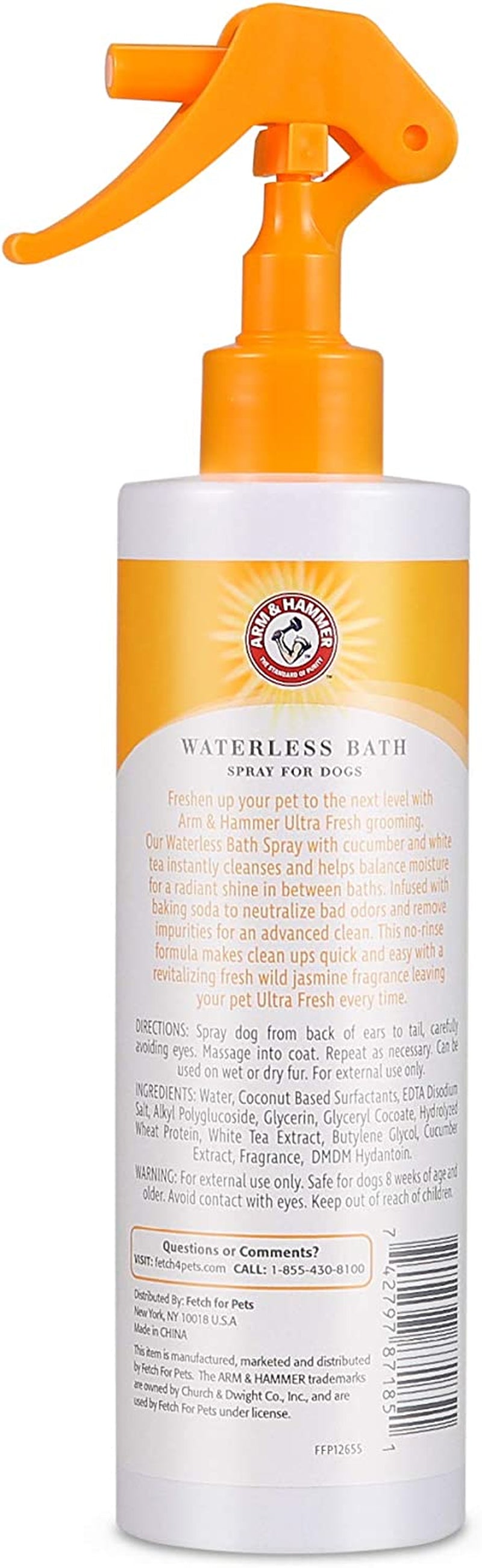 arm-hammer-ultra-fresh-waterless-dog-bath-spray-white-jasmine-10-fl-oz-no-rinse-baking-soda-formula-for-dogs-that-resist-bathing-freshens-coat-between-full-baths-or-after-outdoor-activity